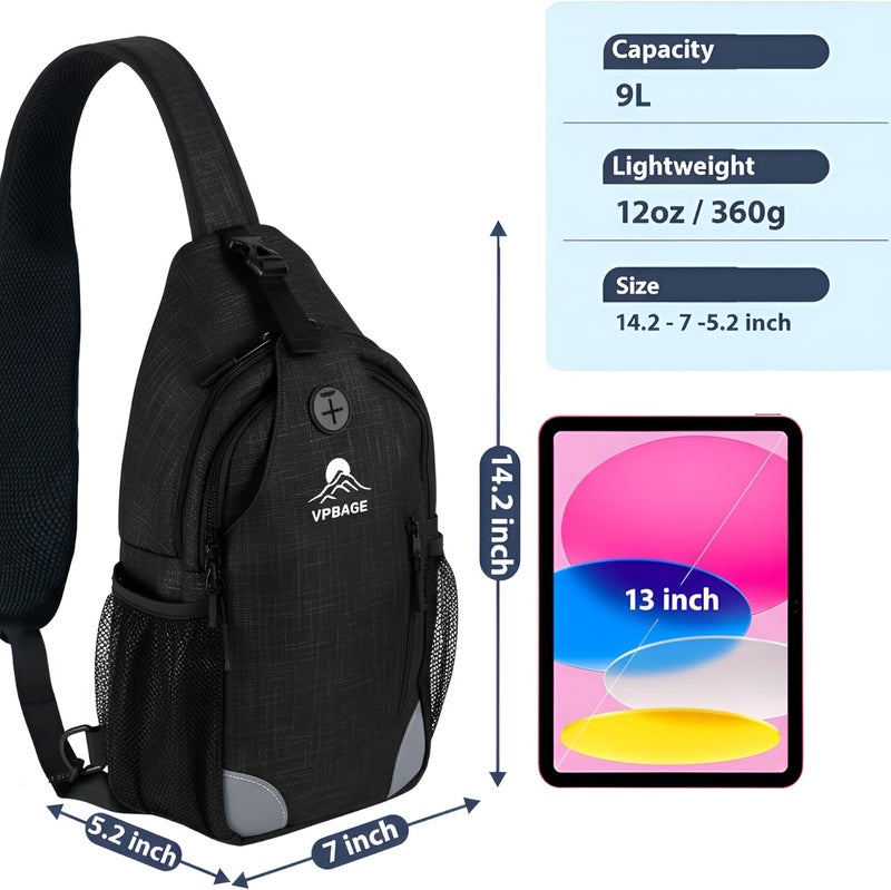 VPBAGE Store Structured Sling Backpack with Oversized Strap Pocket (Fits Power Bank) - Heavy Duty Water Resistant Crossbody Bag for Tech & Travel - Thick Padded Bottom Anti-Theft Daypack (Fits Tablet/Console) - Image 4